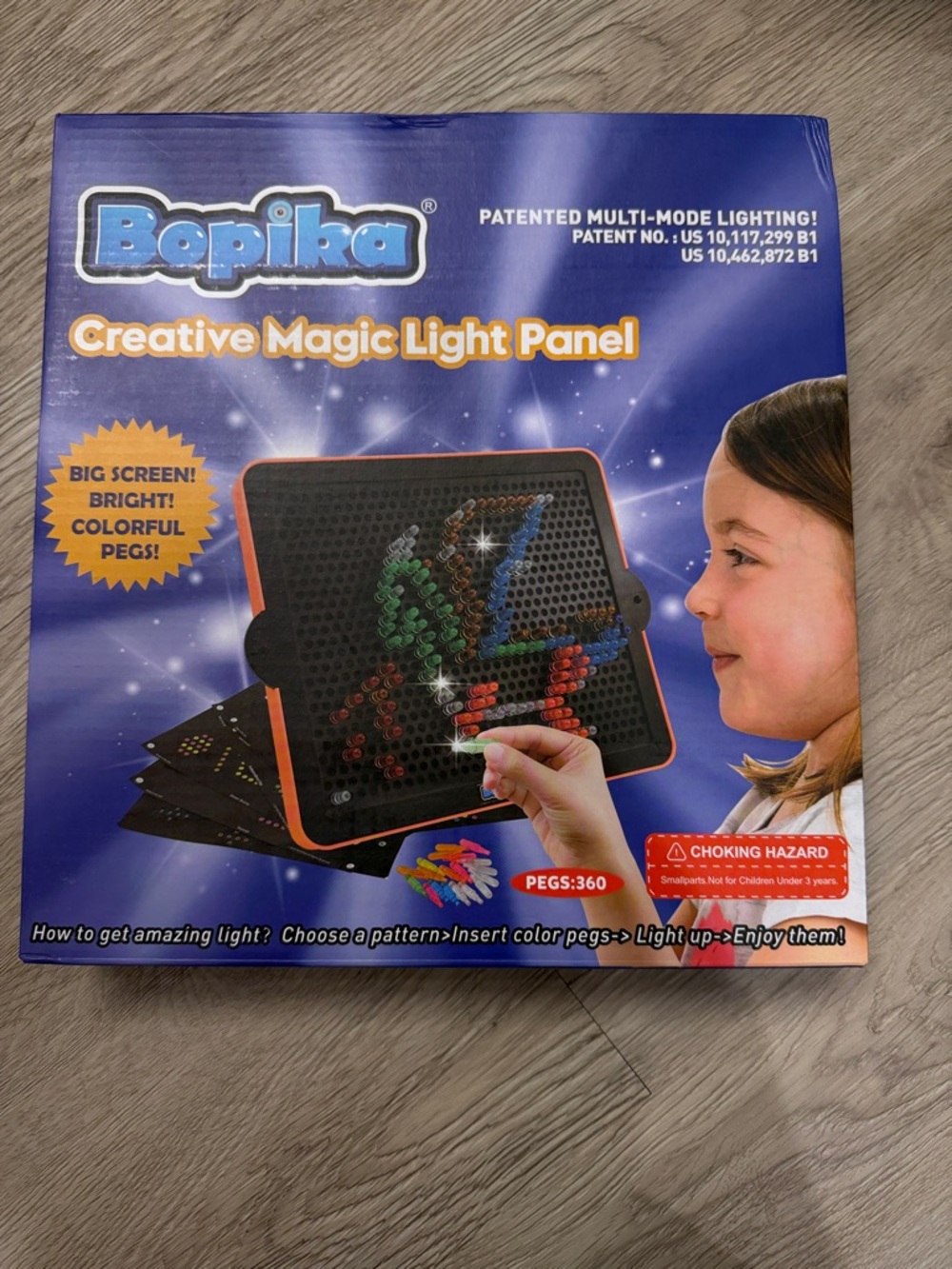 Never Opened Bopika Creative Magic Light Panel - Colorful Peg Playset